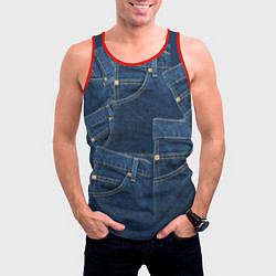 Майка-безрукавка мужская Джинсовка jeans, цвет: 3D-красный — фото 2