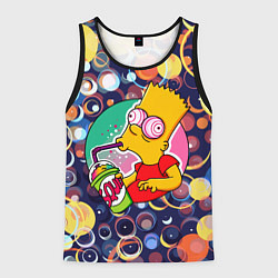 Майка-безрукавка мужская Bart Simpson пьёт лимонад, цвет: 3D-черный