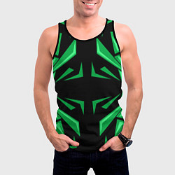 Майка-безрукавка мужская Фигуры зеленого цвета на черном фоне geometry, цвет: 3D-черный — фото 2