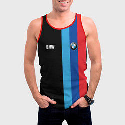 Майка-безрукавка мужская BMW - М Линии : Черный, цвет: 3D-красный — фото 2