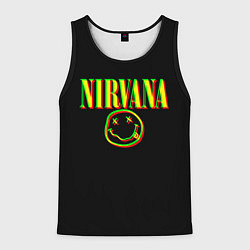 Майка-безрукавка мужская Nirvana logo glitch, цвет: 3D-черный