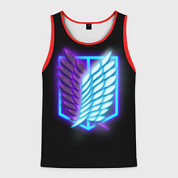 Майка-безрукавка мужская Attack on Titan neon logo, цвет: 3D-красный