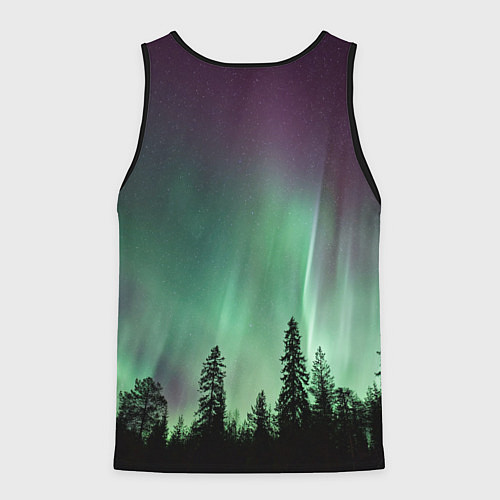 Мужская майка без рукавов Сияние над лесом / 3D-Черный – фото 2