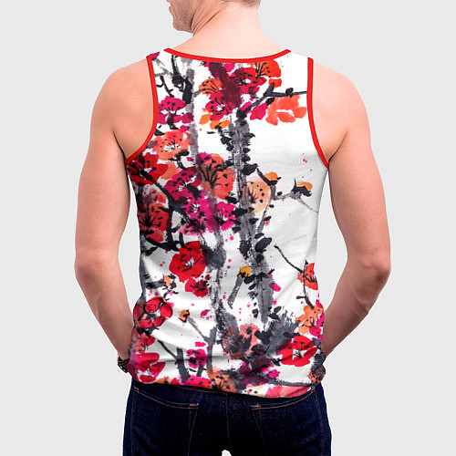 Мужская майка без рукавов Живописная ветка сакуры / 3D-Красный – фото 4