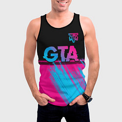 Майка-безрукавка мужская GTA - neon gradient: символ сверху, цвет: 3D-черный — фото 2