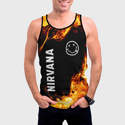 Майка-безрукавка мужская Nirvana и пылающий огонь, цвет: 3D-черный — фото 2