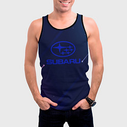 Майка-безрукавка мужская Subaru Абстракция неон, цвет: 3D-черный — фото 2