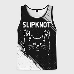 Майка-безрукавка мужская Группа Slipknot и рок кот, цвет: 3D-черный