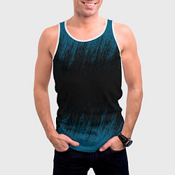 Майка-безрукавка мужская Синие штрихи на черном, цвет: 3D-белый — фото 2