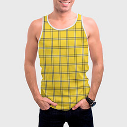 Майка-безрукавка мужская Классическая желтая клетка, цвет: 3D-белый — фото 2