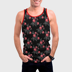 Майка-безрукавка мужская Акварельные розы на черном, цвет: 3D-красный — фото 2