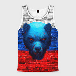 Майка-безрукавка мужская Русский медведь арт, цвет: 3D-белый