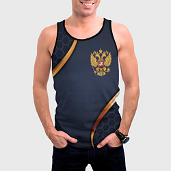 Майка-безрукавка мужская Blue & gold герб России, цвет: 3D-черный — фото 2