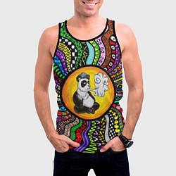 Майка-безрукавка мужская Психоделическая панда и вейп, цвет: 3D-черный — фото 2