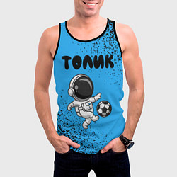 Майка-безрукавка мужская Толик космонавт футболист, цвет: 3D-черный — фото 2