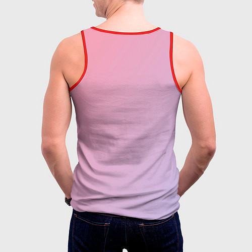 Мужская майка без рукавов Градиент - розовая пастель / 3D-Красный – фото 4
