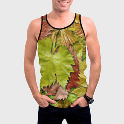 Майка-безрукавка мужская Осенние листья клёна - паттерн, цвет: 3D-черный — фото 2