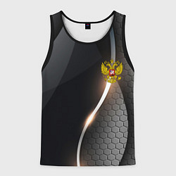 Майка-безрукавка мужская Герб РФ киберпанк, цвет: 3D-черный