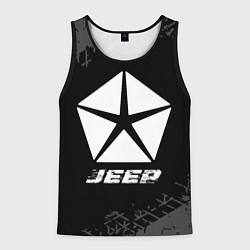 Майка-безрукавка мужская Jeep speed на темном фоне со следами шин, цвет: 3D-черный