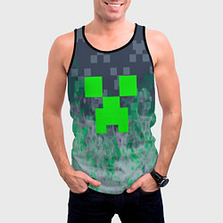 Майка-безрукавка мужская Minecraft - пламя, цвет: 3D-черный — фото 2