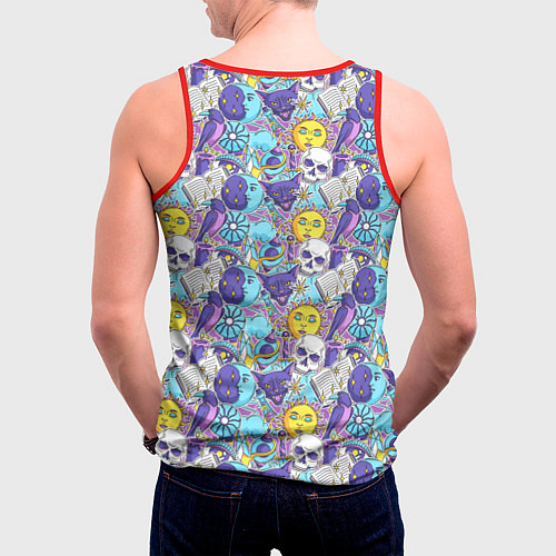 Мужская майка без рукавов Череп и солнце / 3D-Красный – фото 4