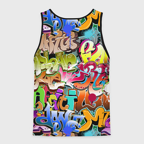 Мужская майка без рукавов Надпись и краска граффити / 3D-Черный – фото 2