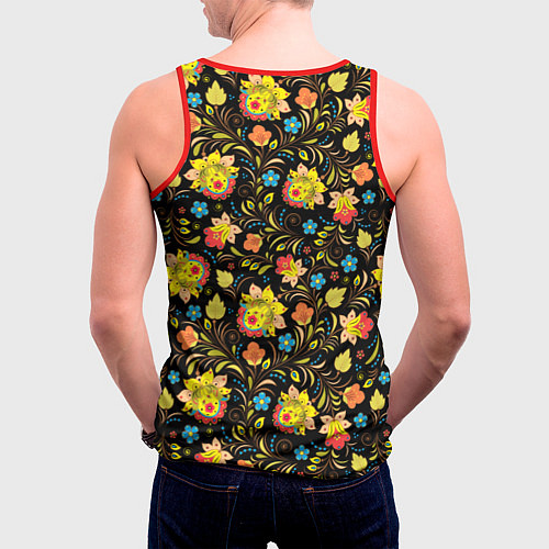 Мужская майка без рукавов Русский яркий узор / 3D-Красный – фото 4