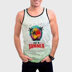 Майка-безрукавка мужская Солнце- пальмы, цвет: 3D-черный — фото 2