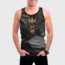 Майка-безрукавка мужская Русский Царь зверей Медведь, цвет: 3D-черный — фото 2