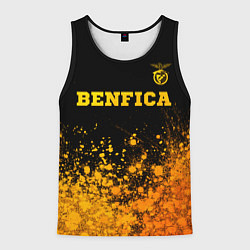 Майка-безрукавка мужская Benfica - gold gradient: символ сверху, цвет: 3D-черный