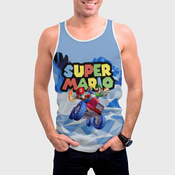 Майка-безрукавка мужская Марио и Луиджи гонщики - Super Mario, цвет: 3D-белый — фото 2