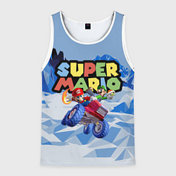 Майка-безрукавка мужская Марио и Луиджи гонщики - Super Mario, цвет: 3D-белый