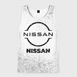 Майка-безрукавка мужская Nissan с потертостями на светлом фоне, цвет: 3D-белый