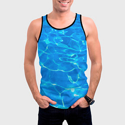 Майка-безрукавка мужская Абстрактные волны бассейна - текстура, цвет: 3D-черный — фото 2