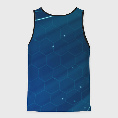 Мужская майка без рукавов Real madrid голубая абстракция / 3D-Черный – фото 2
