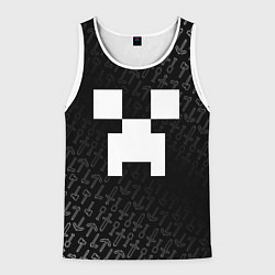 Майка-безрукавка мужская Криппер - паттерн инструментов - Майнкрафт, цвет: 3D-белый