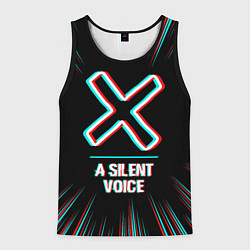 Мужская майка без рукавов Символ A Silent Voice в стиле glitch на темном фон