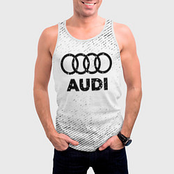 Майка-безрукавка мужская Audi с потертостями на светлом фоне, цвет: 3D-белый — фото 2