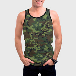 Майка-безрукавка мужская Камуфляж лес - мелкий, цвет: 3D-черный — фото 2