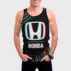 Майка-безрукавка мужская Значок Honda в стиле glitch на темном фоне, цвет: 3D-черный — фото 2