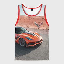 Майка-безрукавка мужская Chevrolet Corvette - Motorsport - Desert, цвет: 3D-красный