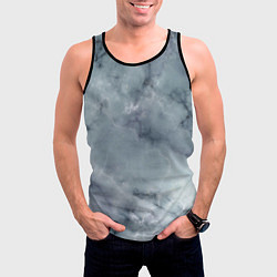 Майка-безрукавка мужская Натуральный дымчатый мрамор текстура, цвет: 3D-черный — фото 2