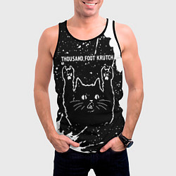 Майка-безрукавка мужская Группа Thousand Foot Krutch и рок кот, цвет: 3D-черный — фото 2