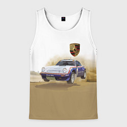Майка-безрукавка мужская Porsche - гонки в пустыне, цвет: 3D-белый