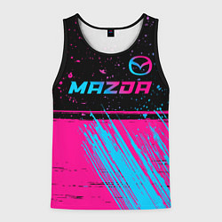 Майка-безрукавка мужская Mazda - neon gradient: символ сверху, цвет: 3D-черный