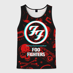 Майка-безрукавка мужская Foo Fighters rock glitch, цвет: 3D-черный