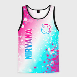 Мужская майка без рукавов Nirvana neon gradient style: надпись, символ