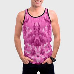 Майка-безрукавка мужская Яркий малиново-розовый геометрический узор, цвет: 3D-черный — фото 2