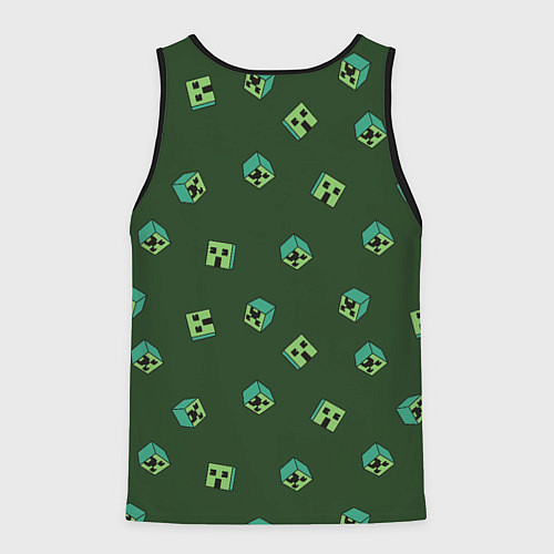 Мужская майка без рукавов Minecraft - зеленые лица / 3D-Черный – фото 2