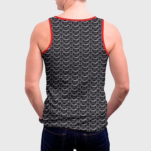 Мужская майка без рукавов Кольчуга карбон проволока / 3D-Красный – фото 4